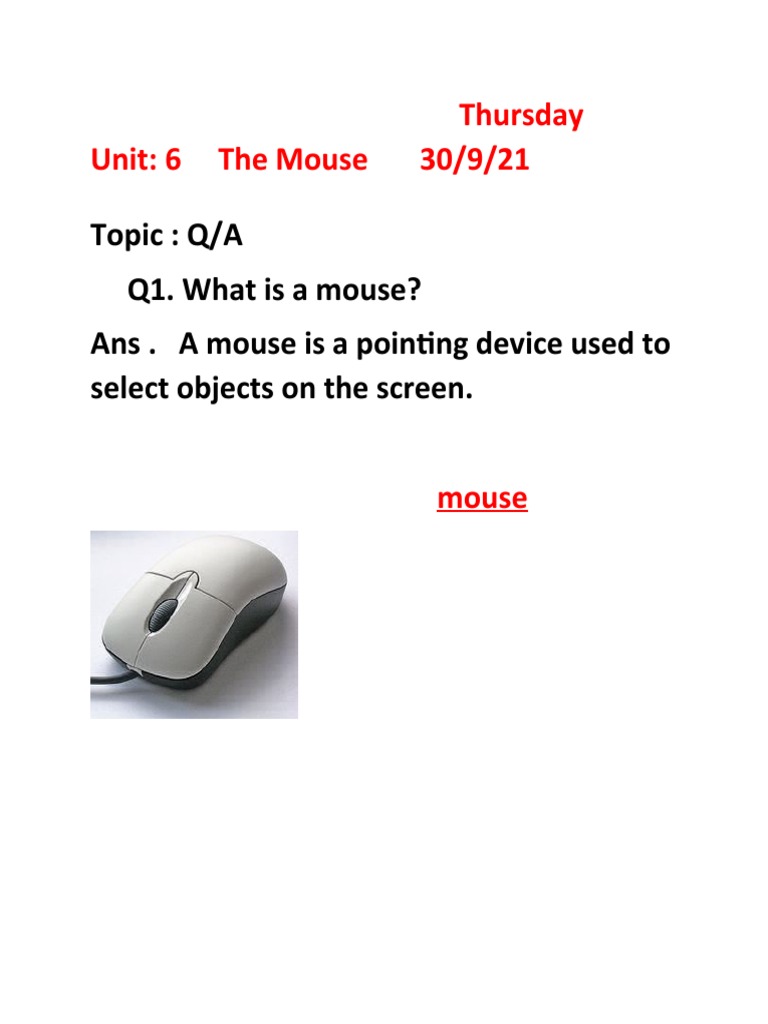 Mouse Grade 1 PDF