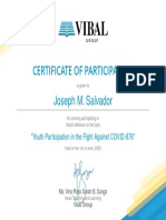 Certificate of Participation: Joseph M. Salvador