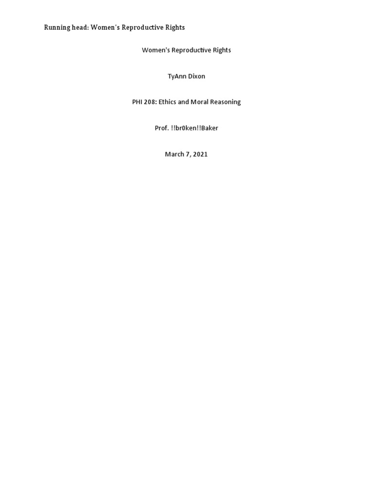 Week 5 Assignment PHI208 | PDF | Abortion | Reproductive Rights