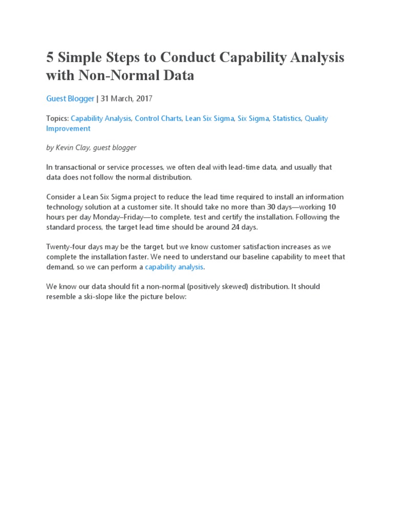 Capability Analysis for Non-Normal Data | PDF | Six Sigma | Standard ...