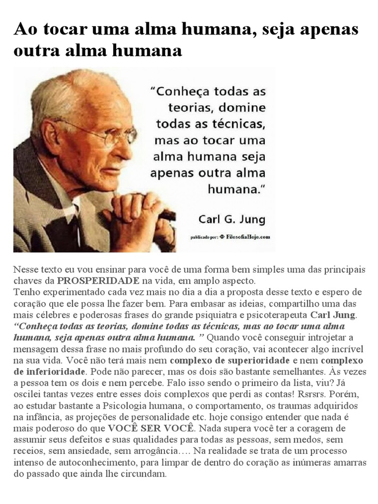 Ao Tocar Uma Alma Humana | PDF | Carl Jung | Humano, image size:768x1024