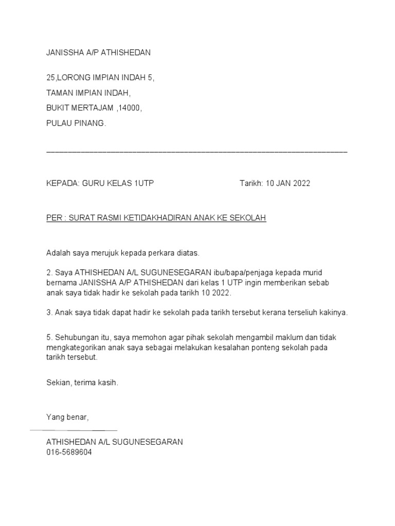 Contoh Surat Cuti Sakit Pdf