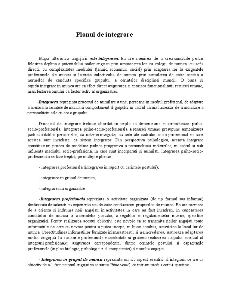Planul de Integrare | PDF