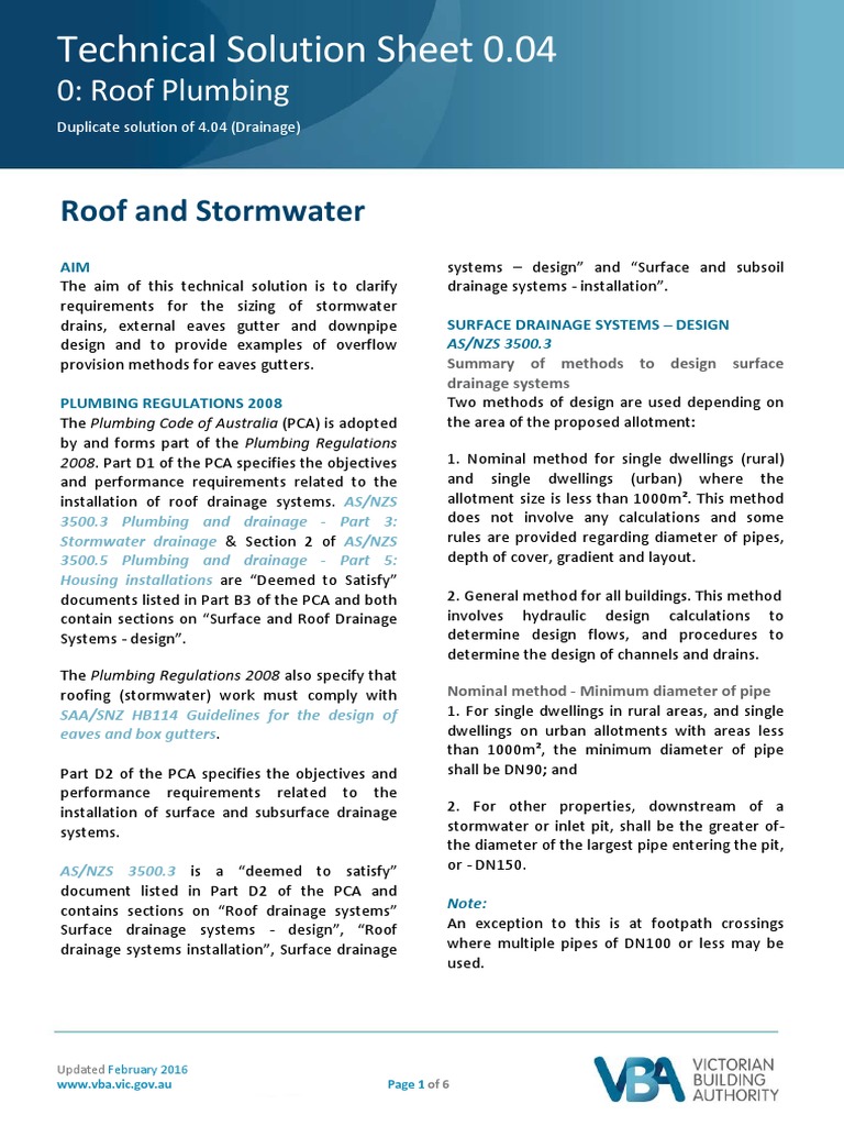 0.04 Roof Plumbing Roof and Stormwater | PDF | Storm Drain | Drainage Basin