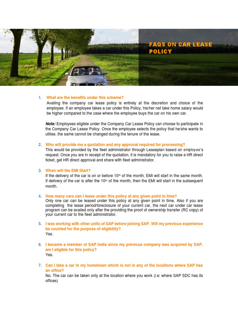 FAQ Car Lease Policy PDF Insurance Lease