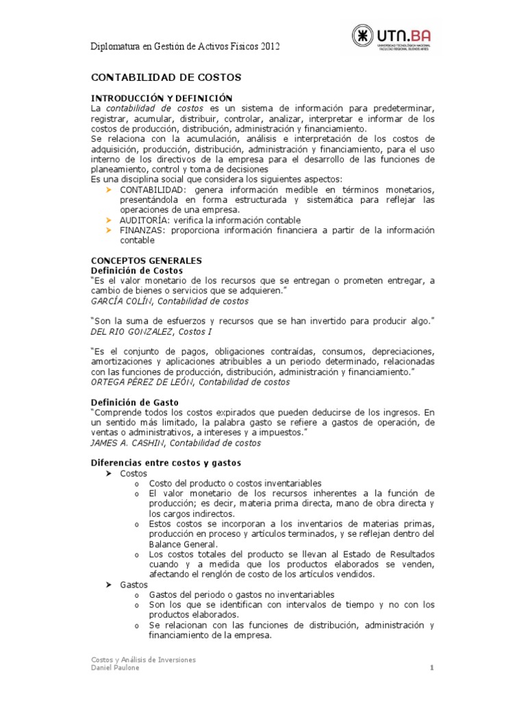 Contabilidad de Costos y Gastos Empresariales | PDF | Contabilidad de ...