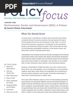 Policy Focus: Environment, Social, and Governance (ESG) : A Primer