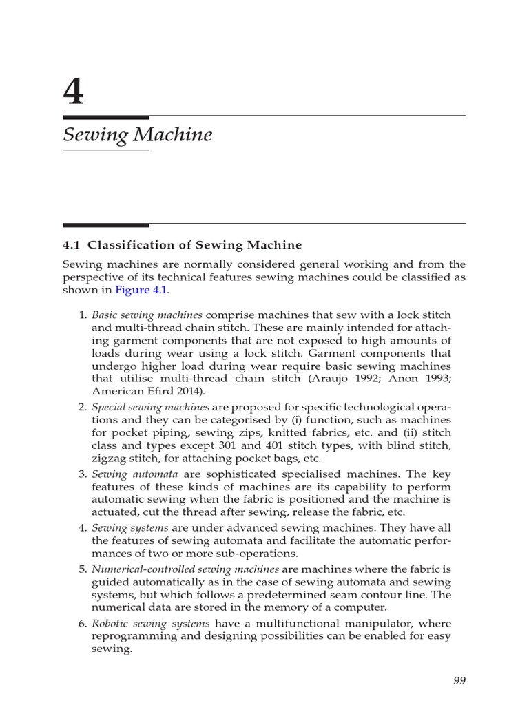 4.1 Classification of Sewing Machine PDF Sewing Machine Sewing