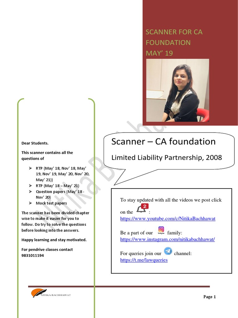 Scanner For Ca Foundation MAY' 19 PDF Law Limited Liability