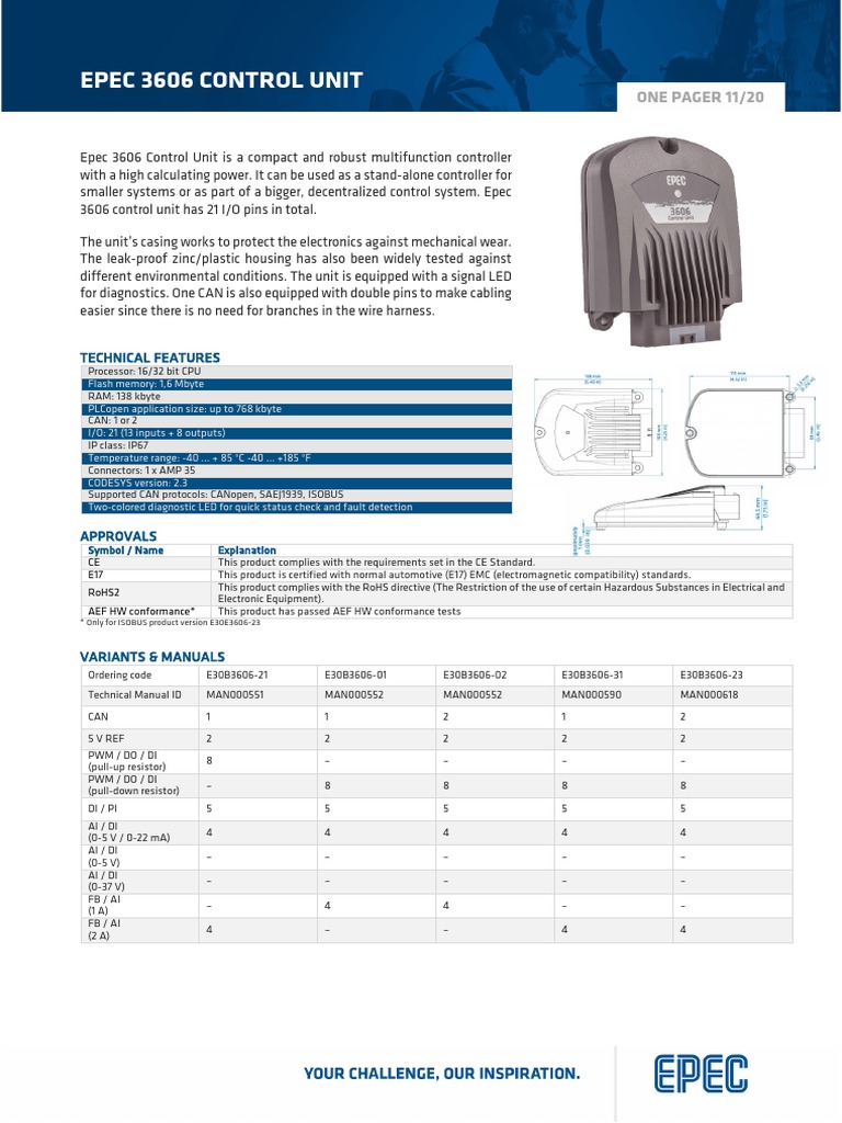 Epec 3606 Control Unit Overview | PDF | Electromagnetic Compatibility ...