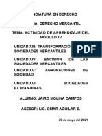 DERECHO MERCANTIL, Actividad de Aprendizaje Del Módulo IV