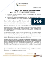 Cofepris Comunicado, 14ene22 Paxlovid