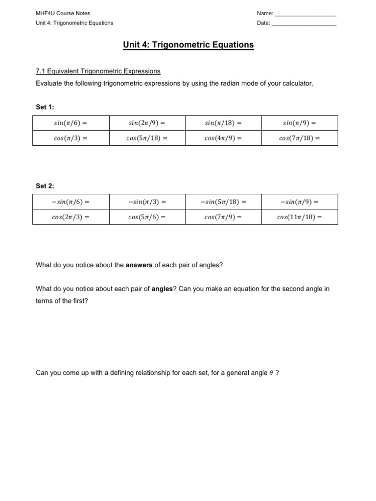 Unit 6 Notes | PDF | Trigonometric Functions | Trigonometry