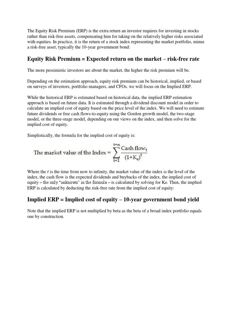 Implied Equity Risk Premium Analysis | PDF | Risk Premium | Stocks