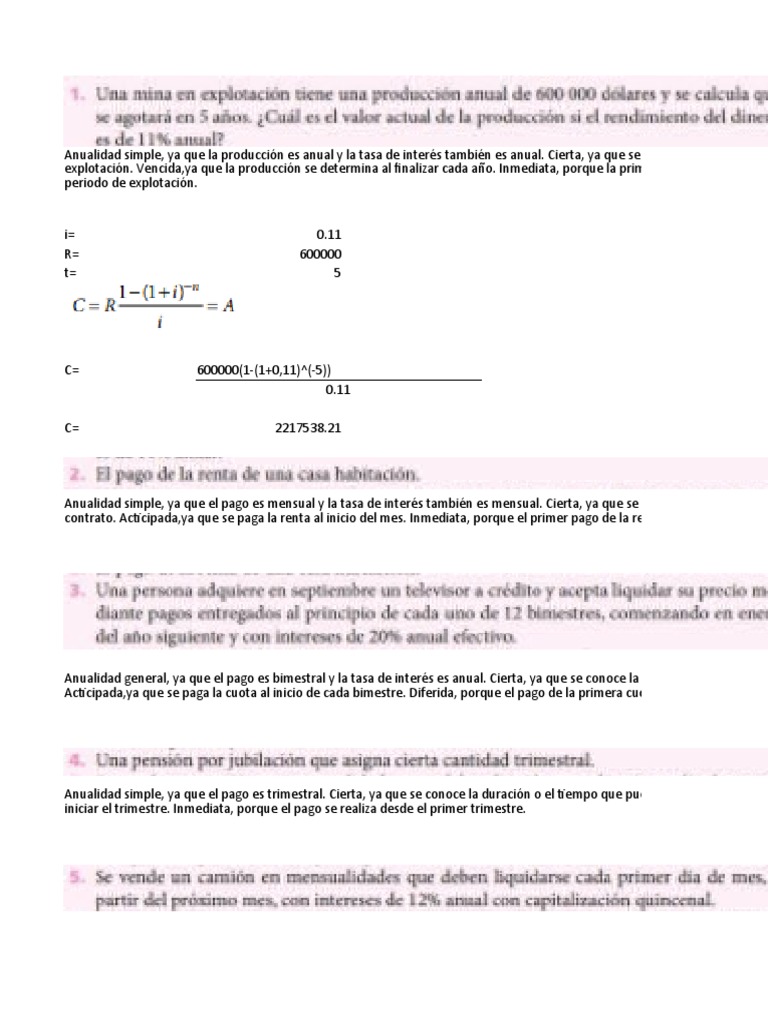Ejercicios de Matematica Financiera | PDF | Finanzas Matemáticas ...