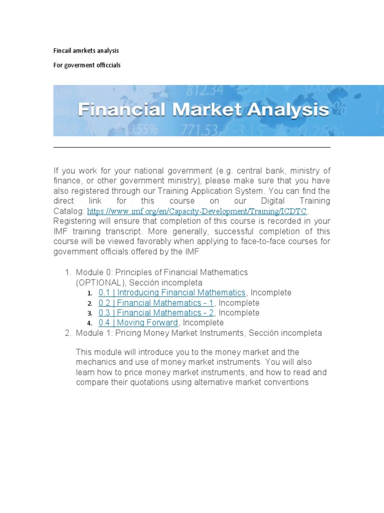 Financial Markets for Gov Officials | PDF | Money Market | Money