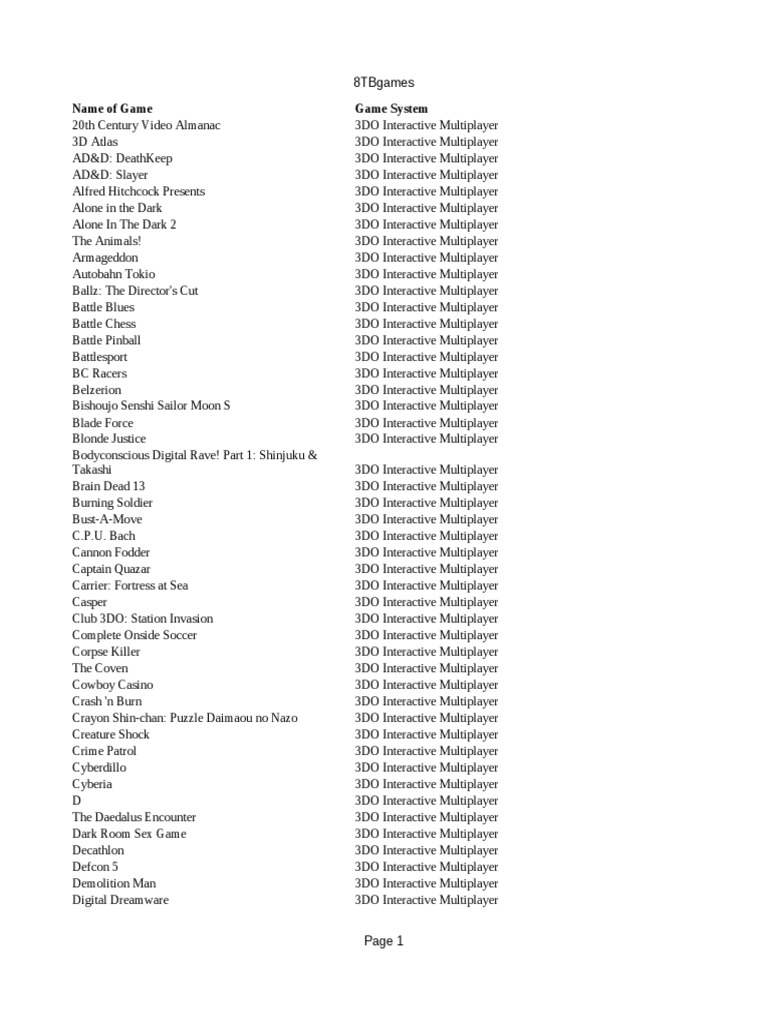 8 TB Launch Box Game Lists, PDF