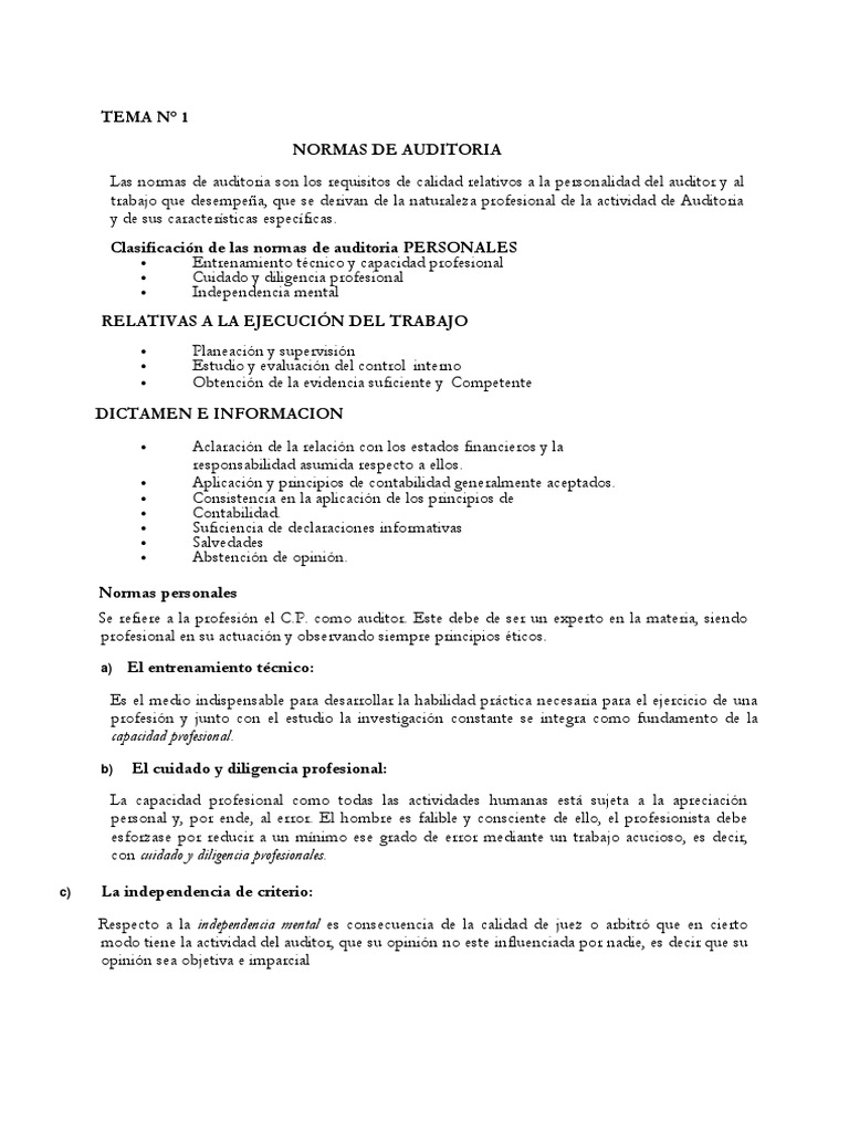 Normas de Auditoría: Requisitos y Claves | PDF | Auditoría | Contador