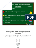 Chapter 15 - Adding and Subtracting Algebraic Fractions