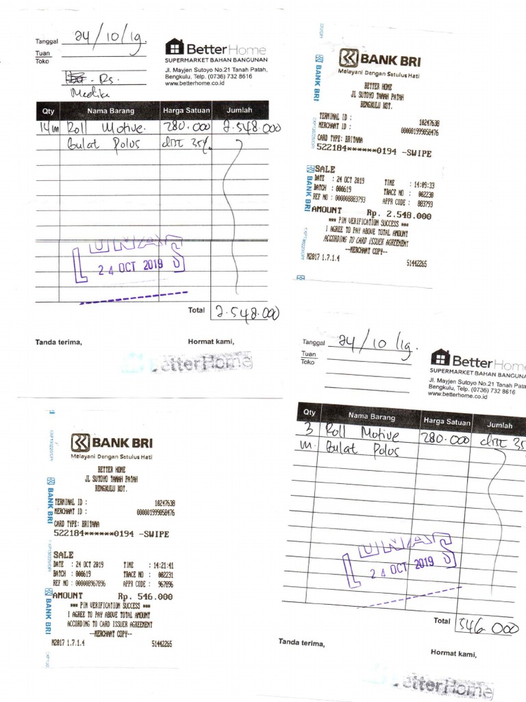 Scan Nota Pembelian Karpet Ram | PDF