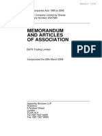 Memorandum and Articles of Association