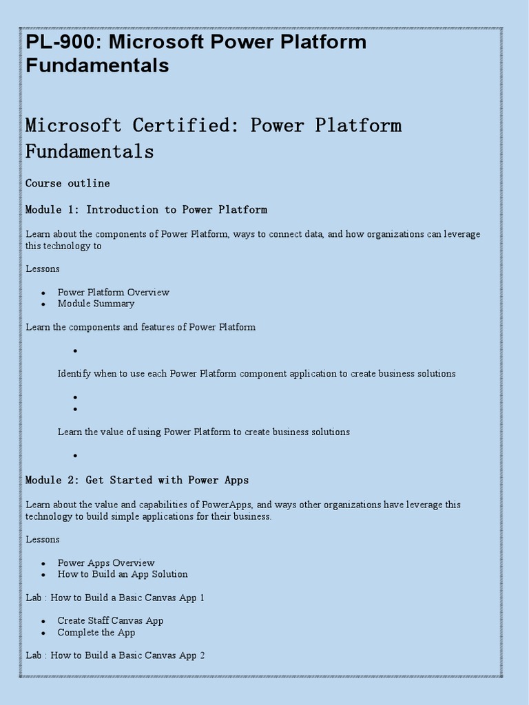 PL-900 Microsoft Power Platform Overview | PDF | Mobile App | Cloud ...