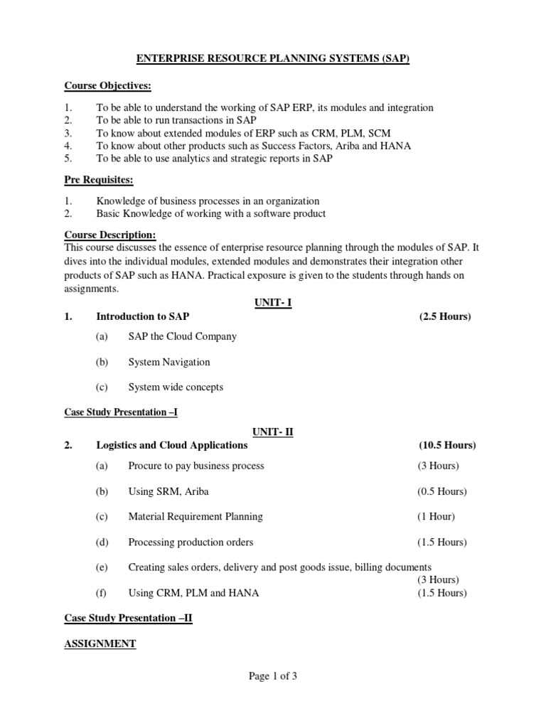 SAP ERP Course for Business Users | PDF | Enterprise Resource Planning ...