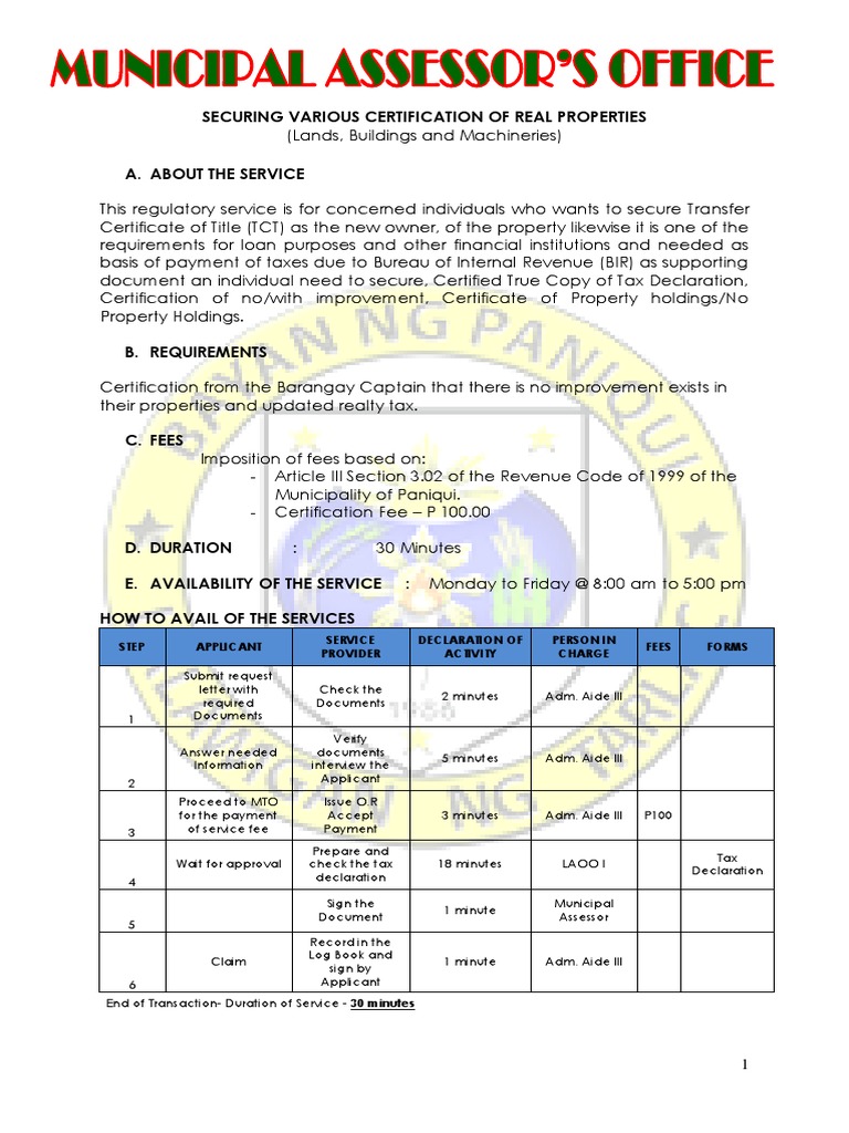 Municipal Assessors Office PDF Taxes Property Tax