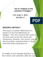 "Belenismo It's Impacts of The Food Businesses in Danglas.": Irish Angel A. Ballo HE/HRS-12