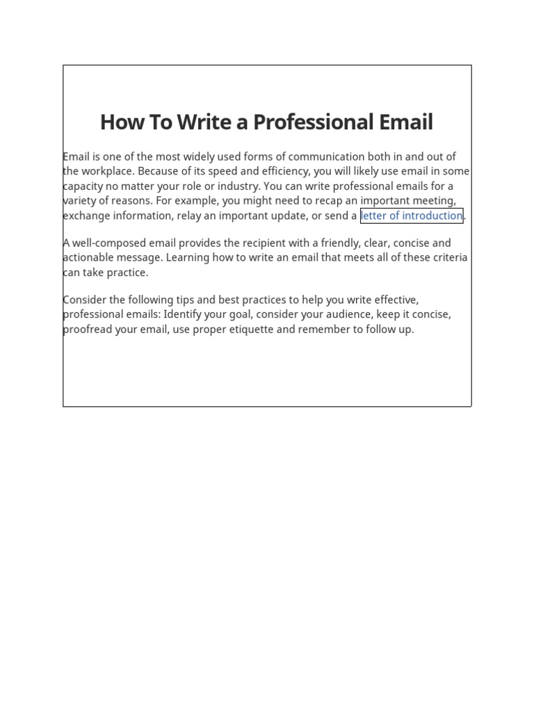 How To Write A Professional Email | PDF | Career & Growth | Business