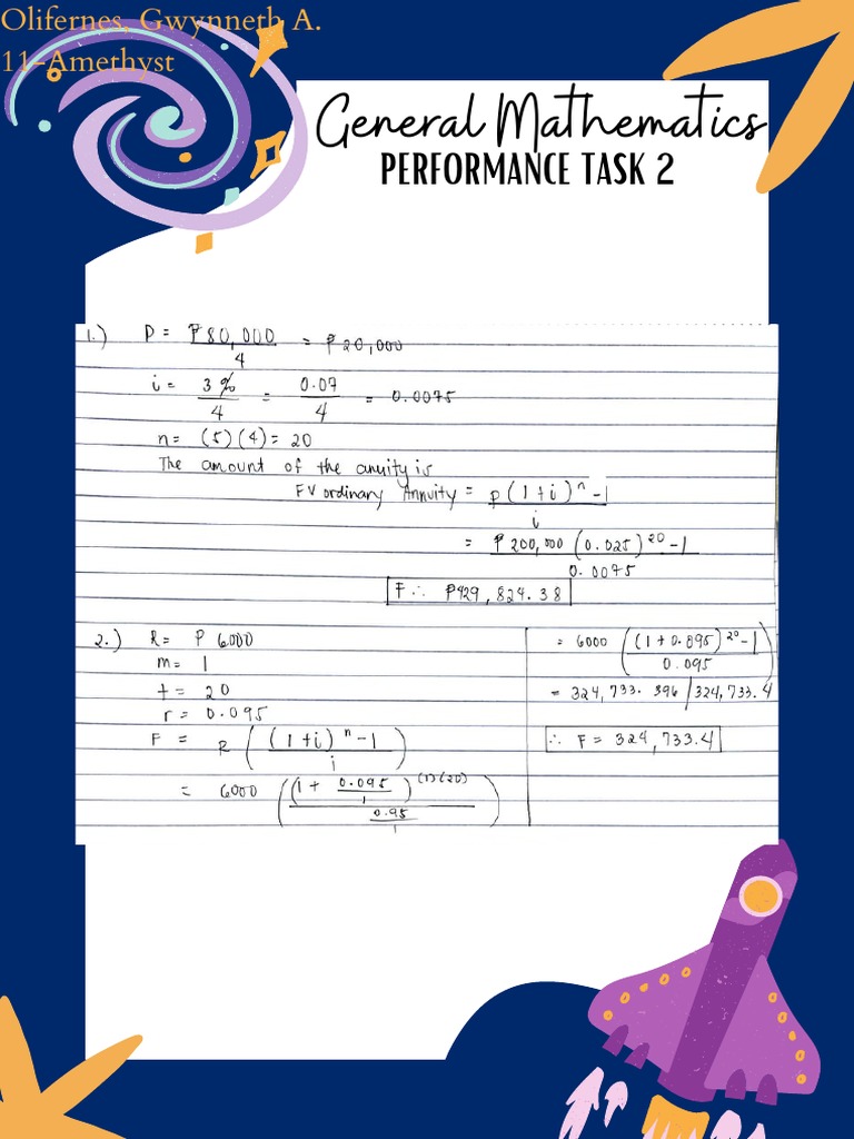 General Mathematics Performance Task 2 | PDF