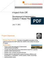 Project Kick Off: Development of Administrative Systems IT Master Plan