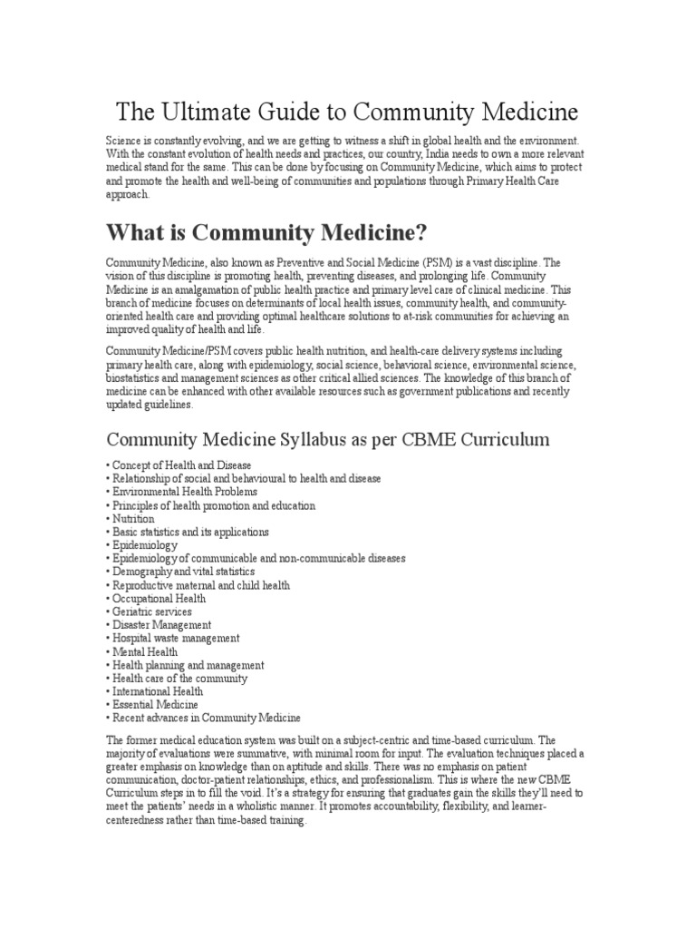 The Ultimate Guide To Community Medicine PDF