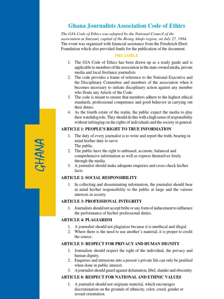Ghana journalists association code of ethics