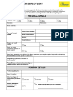 Application For Employment: Personal Details