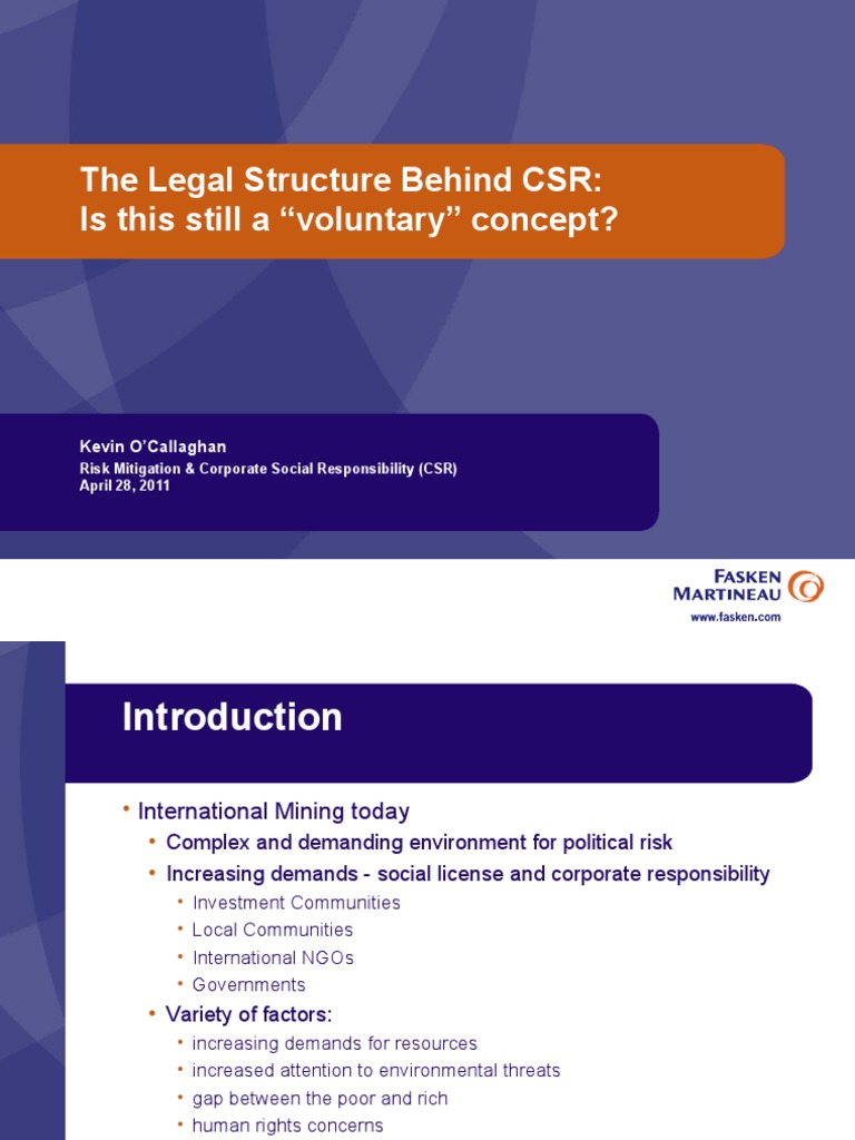 The Legal Structure Behind CSR: Is This Still A 