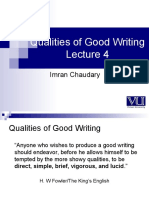 Qualities of Good Writing: Imran Chaudary