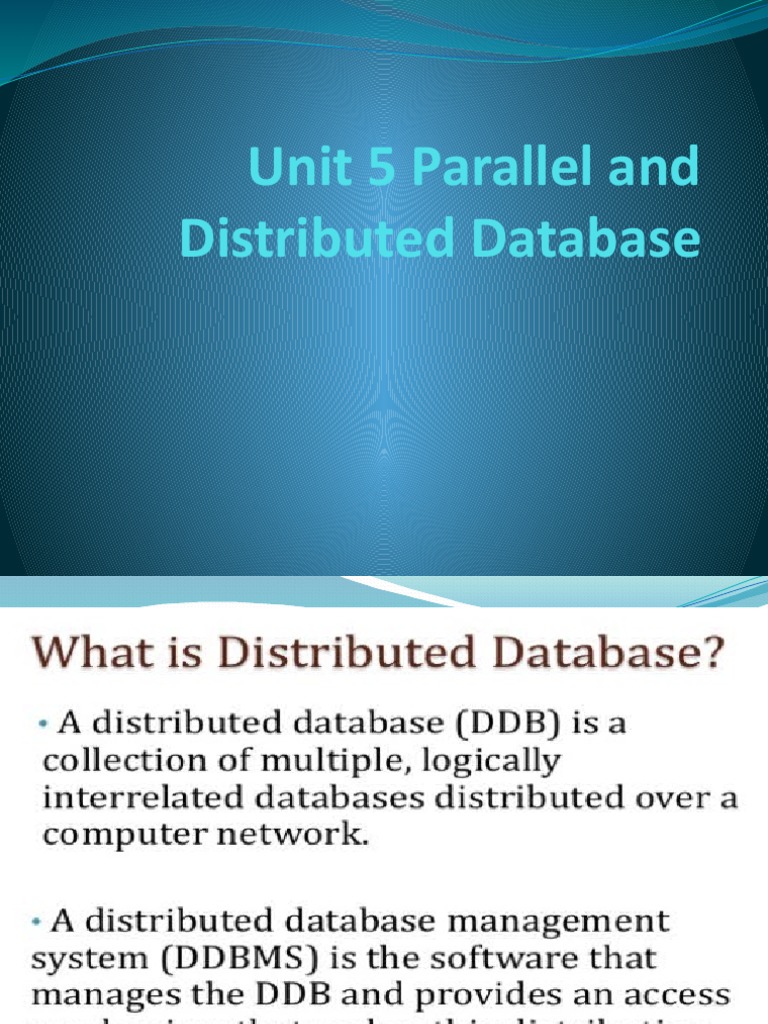 Unit 5 Parallel and Distributed Database | PDF