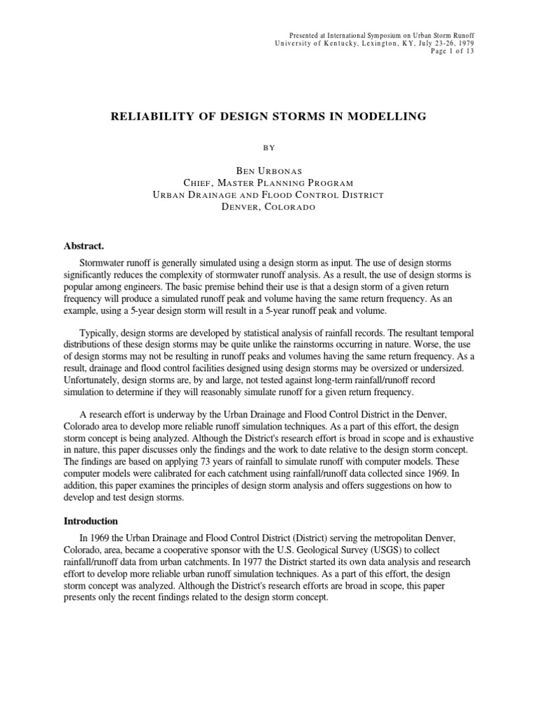 Design Storm Analysis for Urban Runoff | PDF | Flood | Surface Runoff