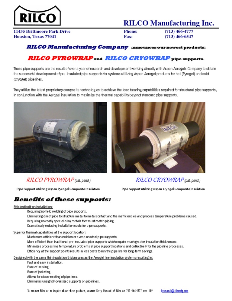 RILCO's New Pyrowrap and Cryowrap Supports | PDF | Thermal Insulation ...