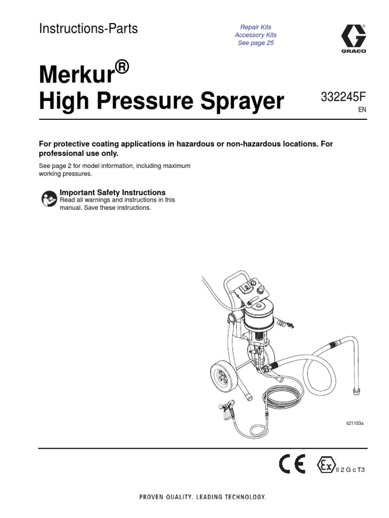 Merkur High Pressure Sprayer InstructionsParts Download grátis PDF