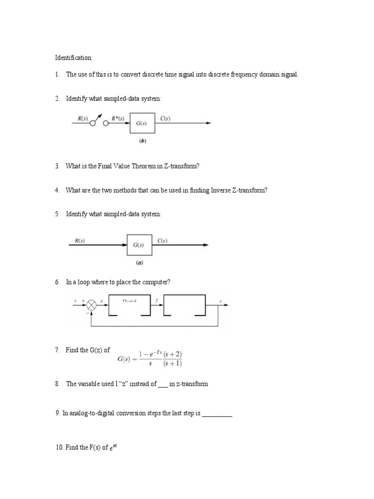 Z-Transform and Sampled Data Systems Guide | PDF | Function ...