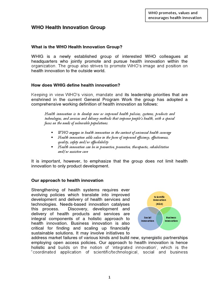 What Is The WHO Health Innovation Group? | PDF | Innovation | World ...