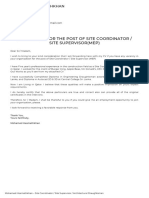 Application For The Post of Site Coordinator / Site Supervisor (Mep)