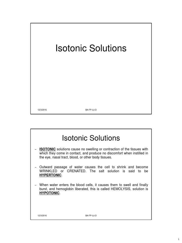 Adjusting Isotonic Solutions Methods | PDF | Electrolyte | Sodium Chloride