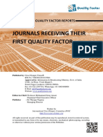 Journals Receiving Their First Quality Factor
