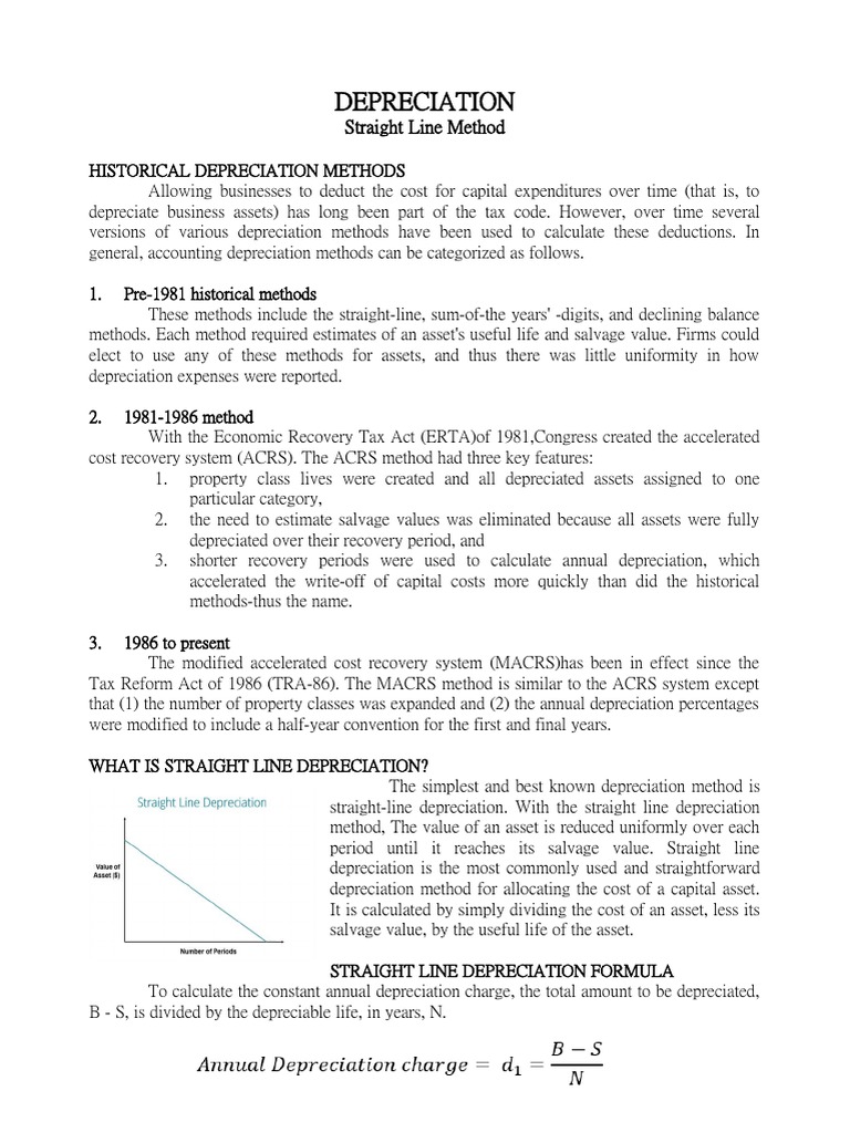 Straight Line Depreciation Explained | PDF | Depreciation | Financial ...