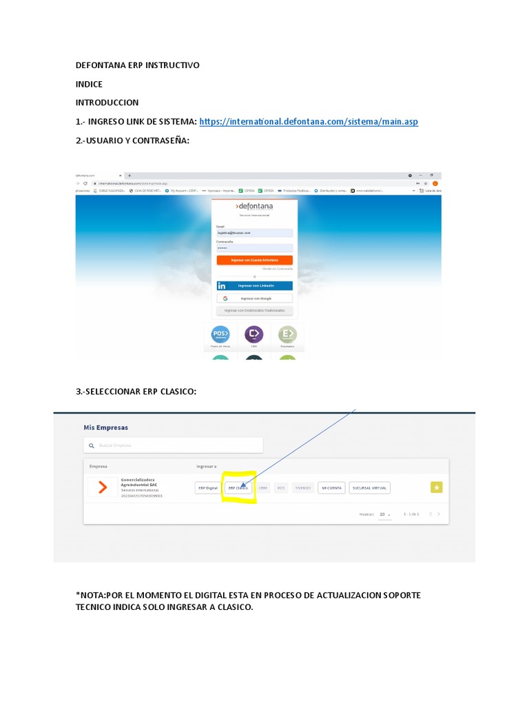 Defontana Erp Instructivo | PDF