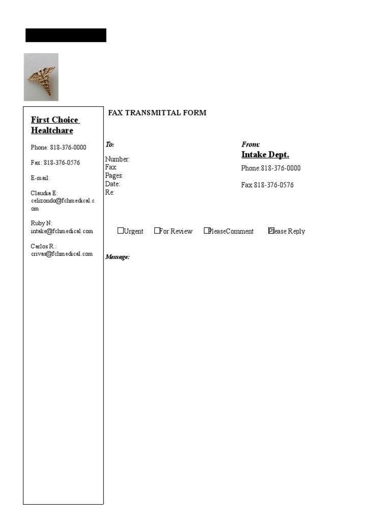 Fax Transmittal Form Template | PDF