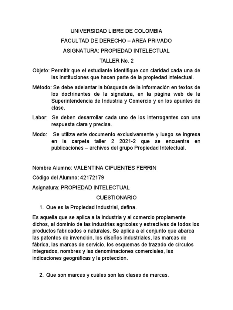 Taller de Propiedad Intelectual | PDF | Patentar | Propiedad intelectual